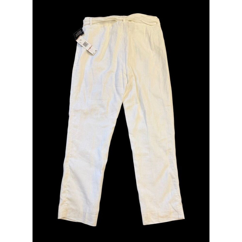 NWT Jones New York 100% Linen Pants White Tie Belt Sz. 12 Crisp Lightweight - Picture 6 of 8